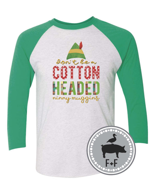 Christmas Cotton Headed Raglan - Unisex - farmedandfashioned