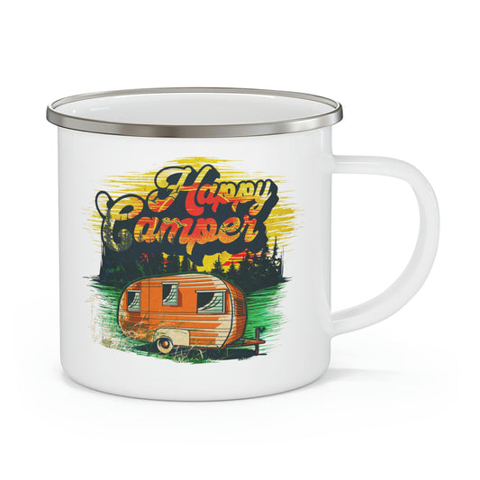 Happy Camper Enamel Camping Mug